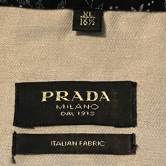 PRADA [Milano] Men's Black Floral Button Front Shirt Size XL/16 1/2 - Picture 8 of 10